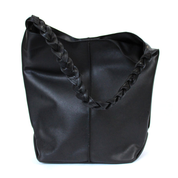 braided bucket bag: black