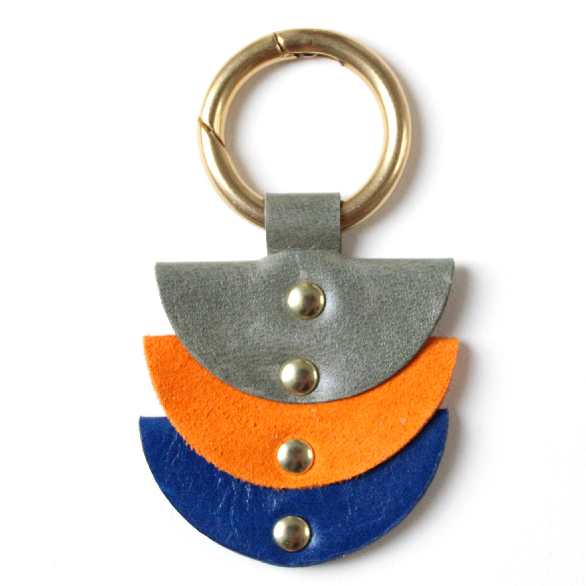 bag clip: sage, tangerine suede and cobalt