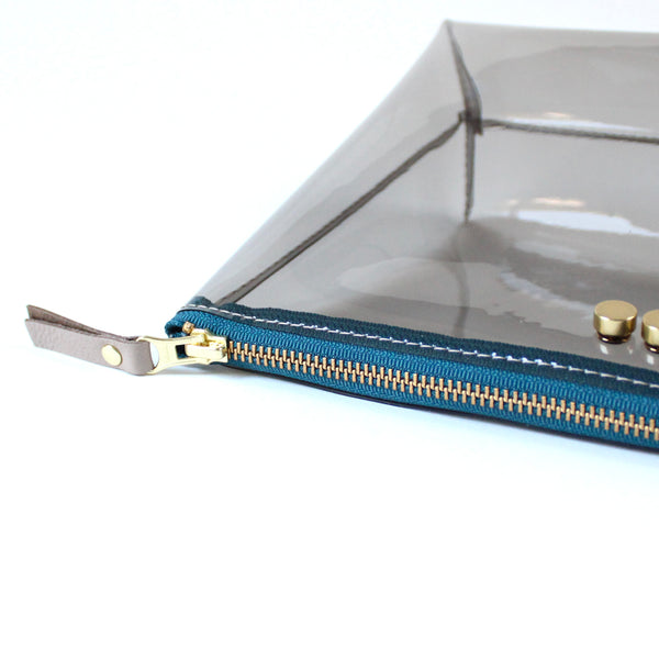 tinted beauty bag: teal zipper