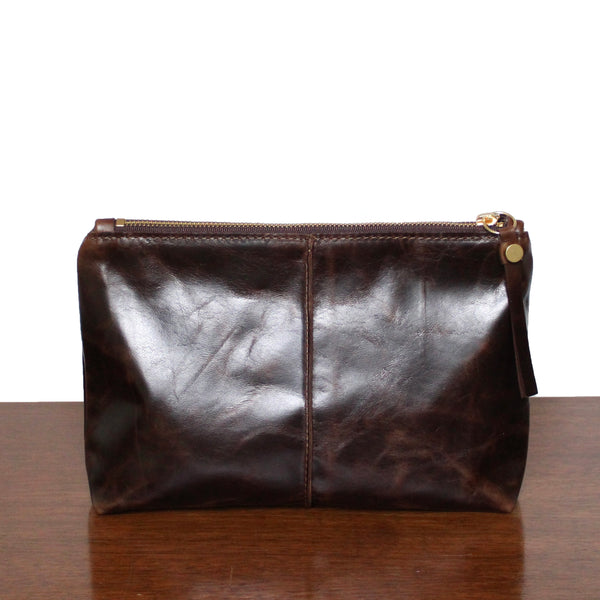 rustic clutch: mocha