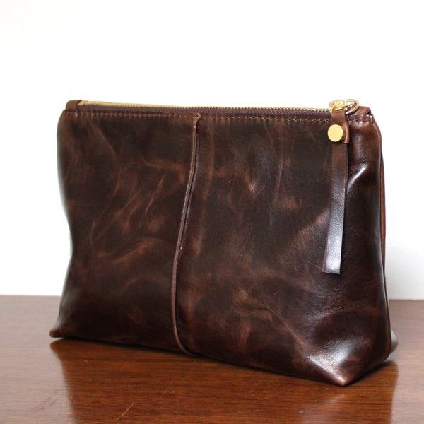 rustic clutch: mocha