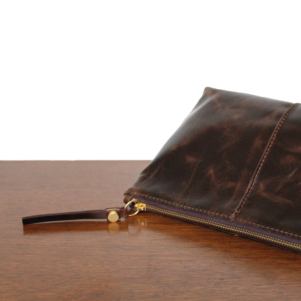 rustic clutch: mocha