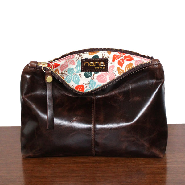 rustic clutch: mocha