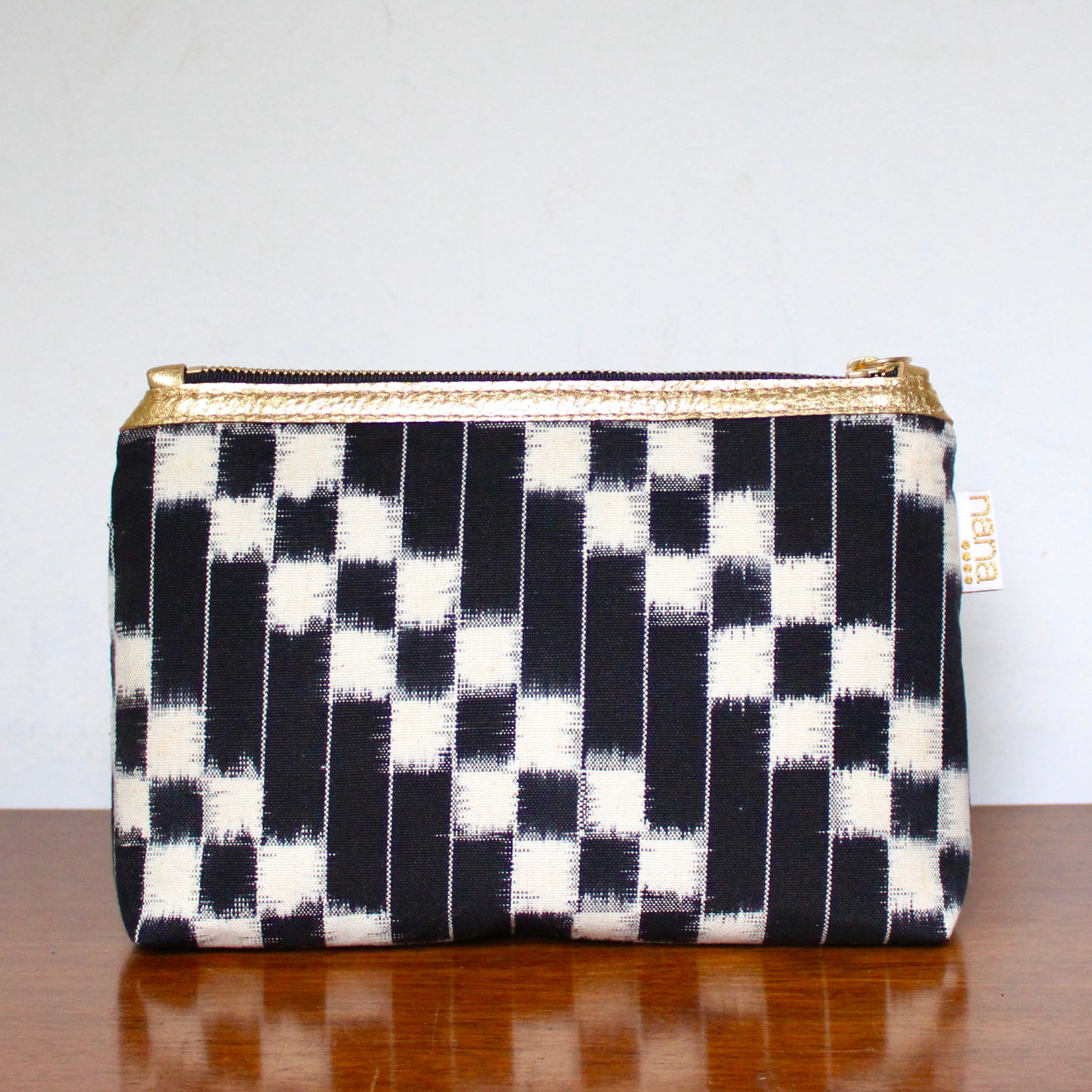 bertha clutch: black and white ikat