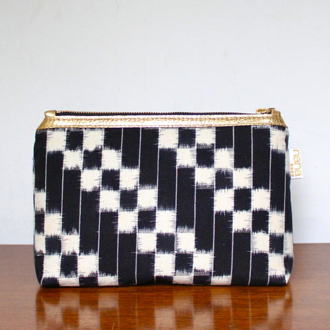 bertha clutch: black and white ikat