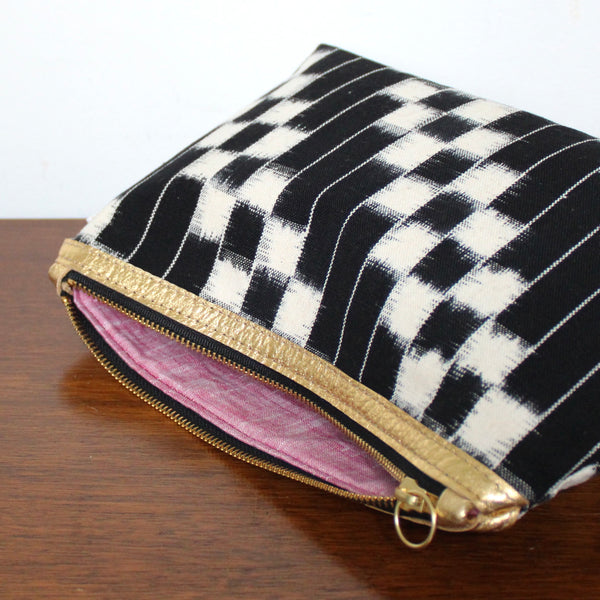 bertha clutch: black and white ikat