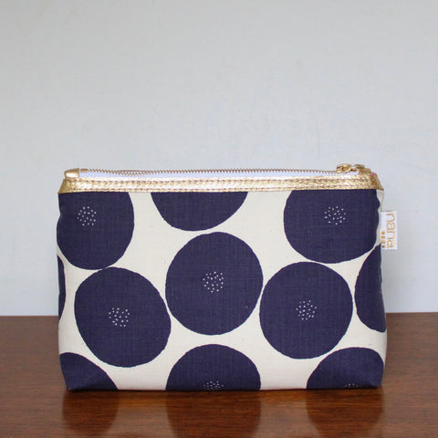 bertha clutch: jumbo navy dots