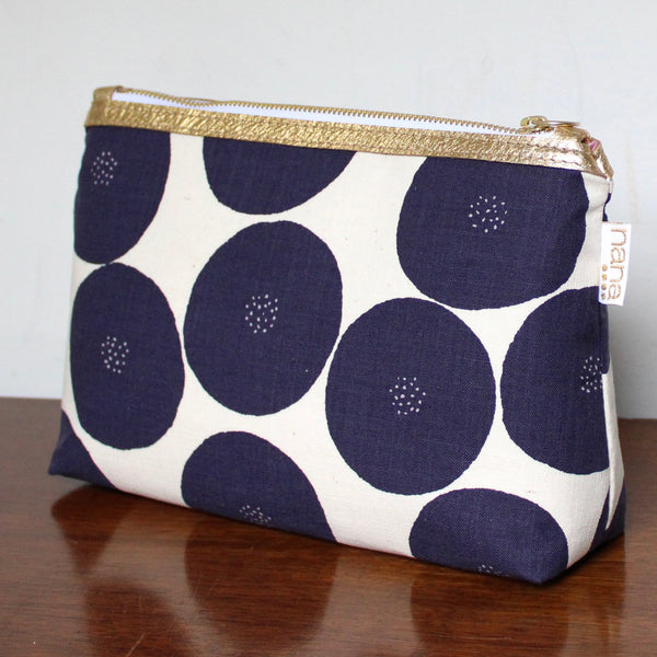 bertha clutch: jumbo navy dots