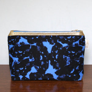 bertha clutch: periwinkle and black abstract