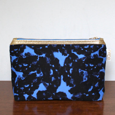 bertha clutch: periwinkle and black abstract