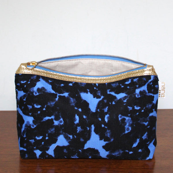 bertha clutch: periwinkle and black abstract