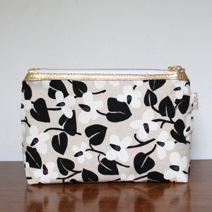 bertha clutch: black and white floral