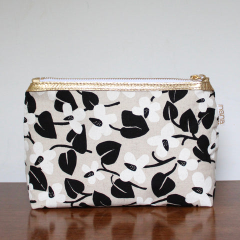 bertha clutch: black and white floral