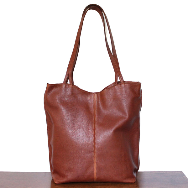 rustic tote: pebbled chestnut