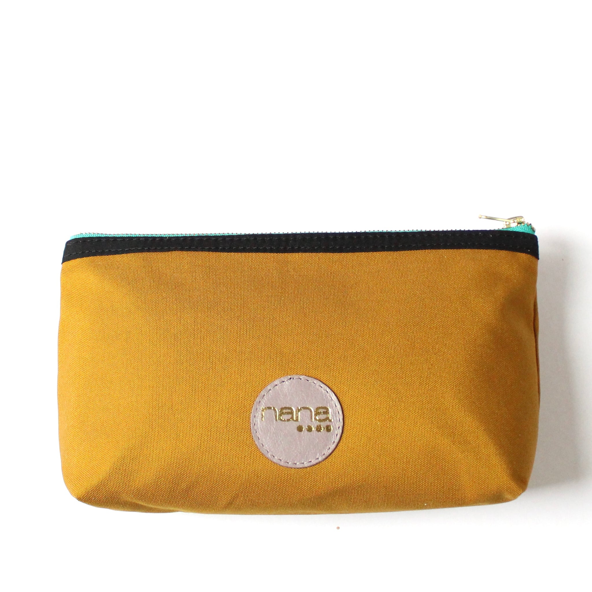 canvas dopp bag: ochre + black