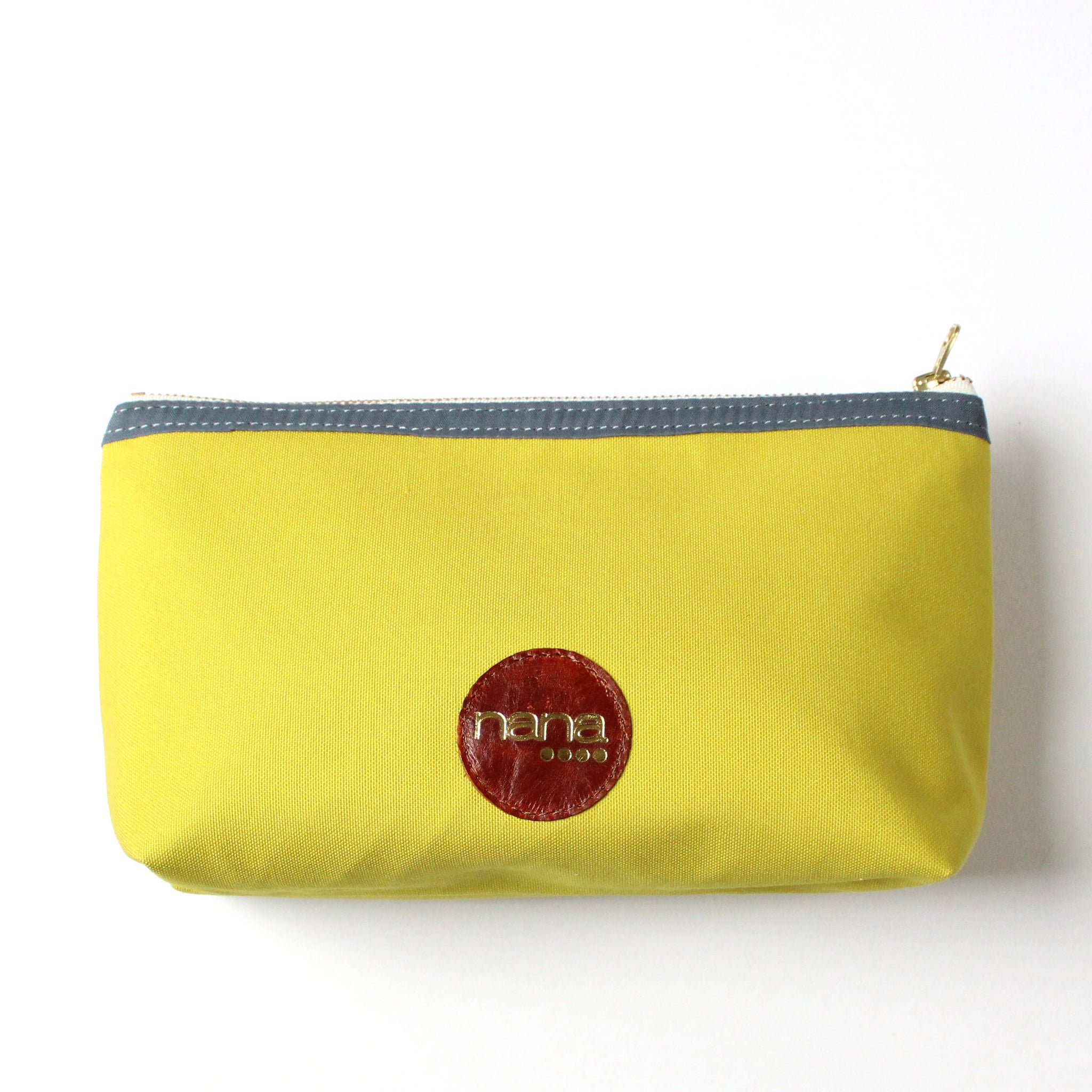 canvas dopp bag: citrine + grey