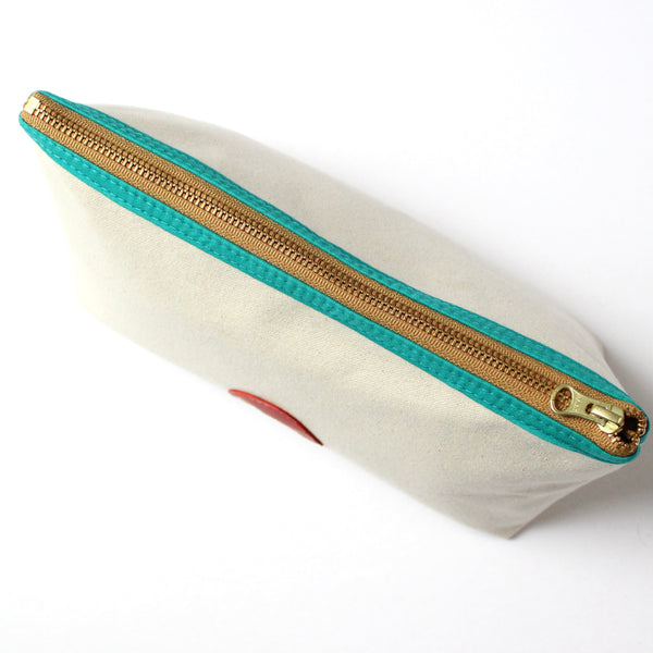 canvas dopp bag: natural + aqua