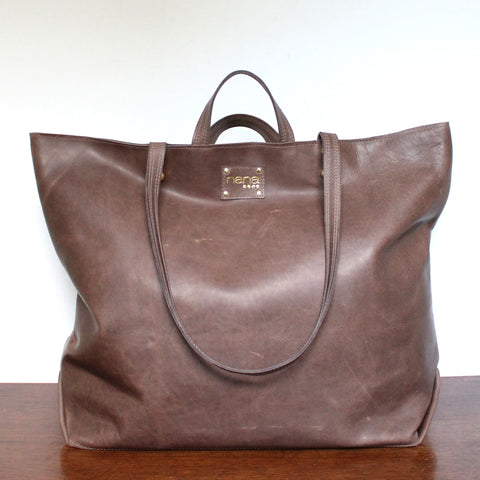 leather saturday tote: putty brown