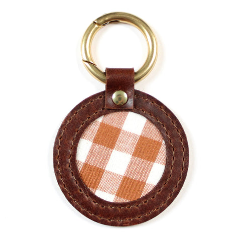 bag clip: brown and white gingham