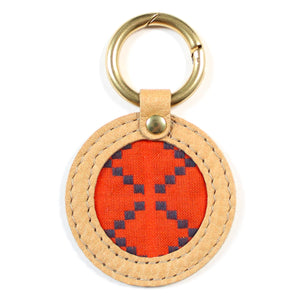 bag clip: persimmon and navy woven geometric