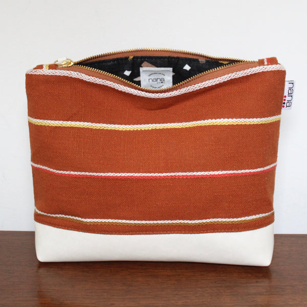 big bertha: rust handwoven horizontal stripes