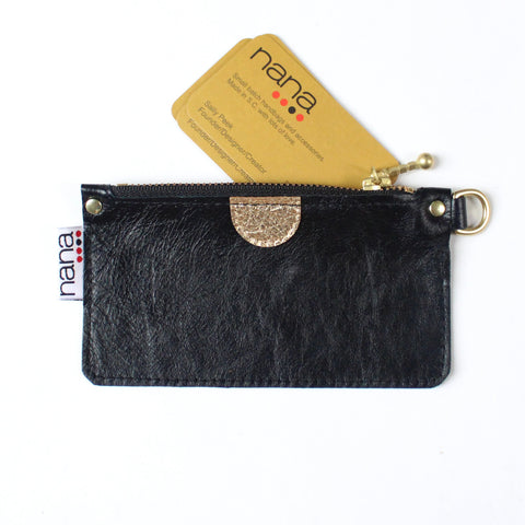 touch of gold mini zip: black