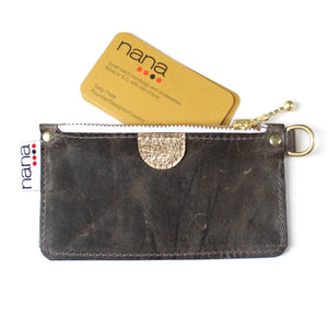 touch of gold mini zip: shadow grey