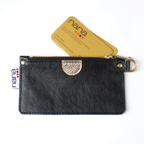 touch of gold mini zip: light black