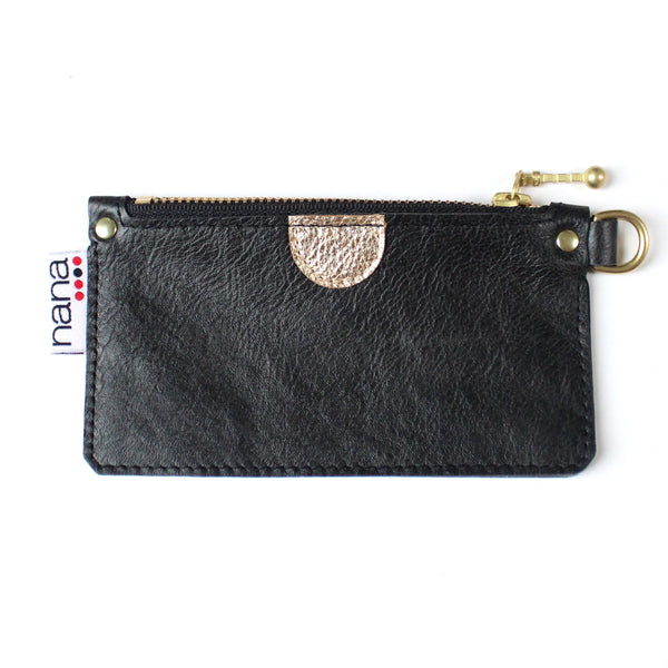 touch of gold mini zip: light black