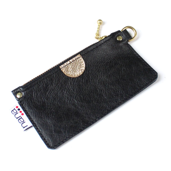 touch of gold mini zip: light black