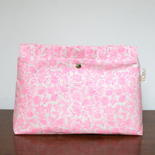 ruffle clutch: hot pink floral