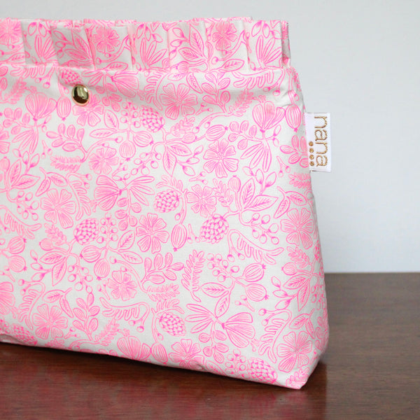 ruffle clutch: hot pink floral