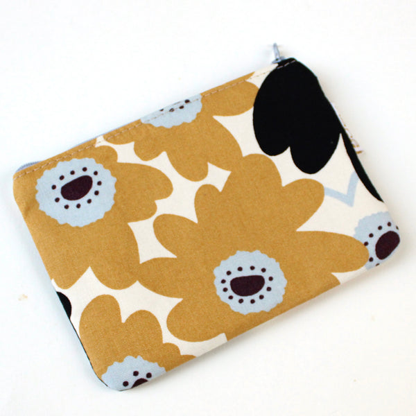 flat zip: jumbo mustard and light blue floral