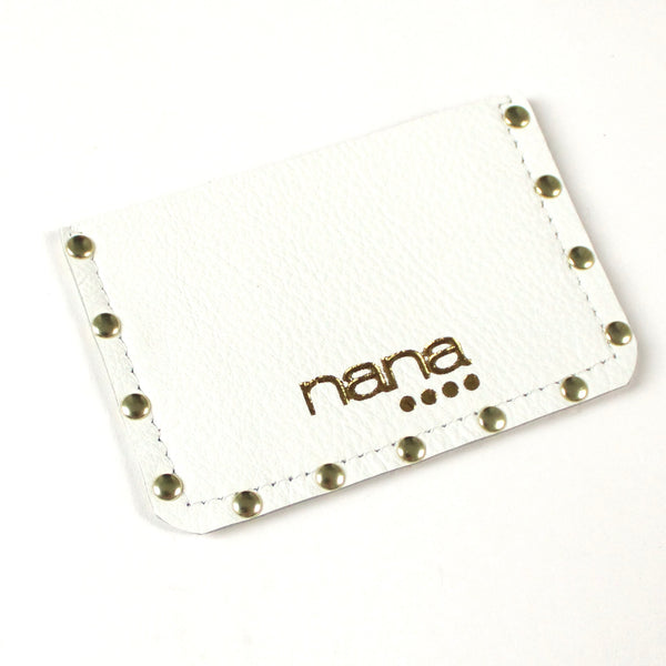 rivet card holder: pebbled white