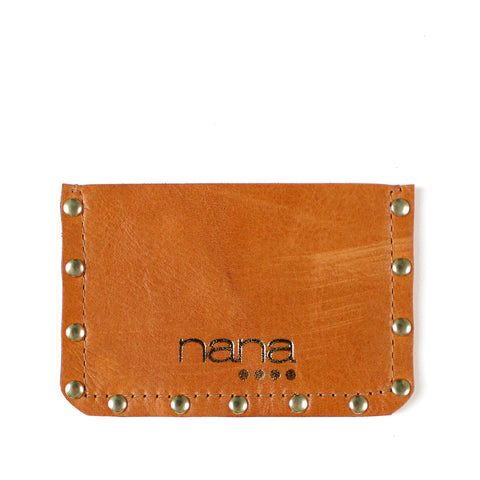 rivet card holder: camel