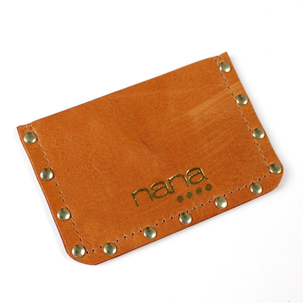 rivet card holder: camel