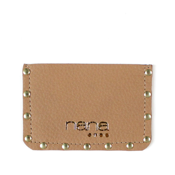 rivet card holder: pebbled harvest tan