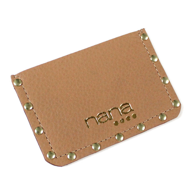 rivet card holder: pebbled harvest tan