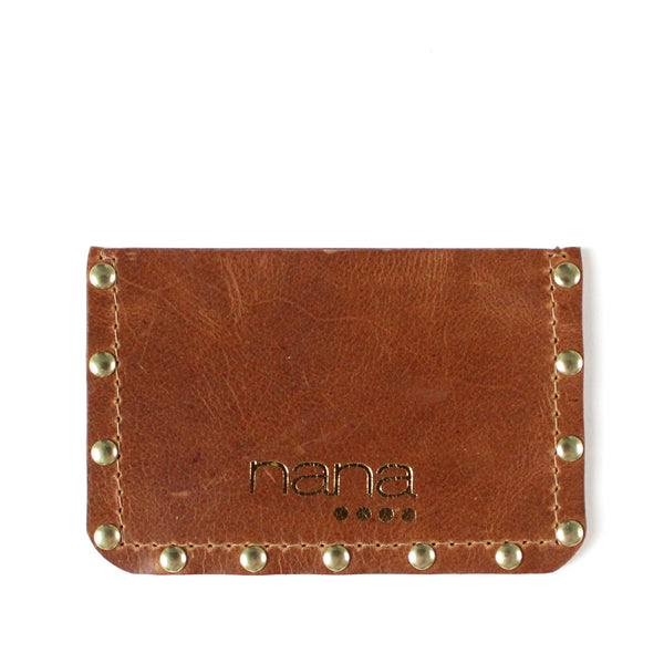 rivet card holder: caramel