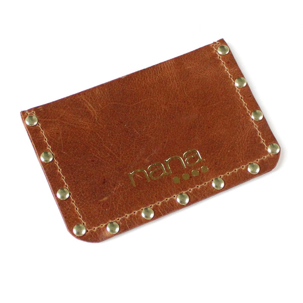 rivet card holder: caramel