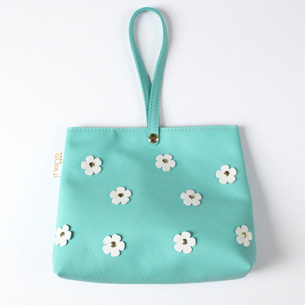 floral dumpling wristlet: tiffany blue