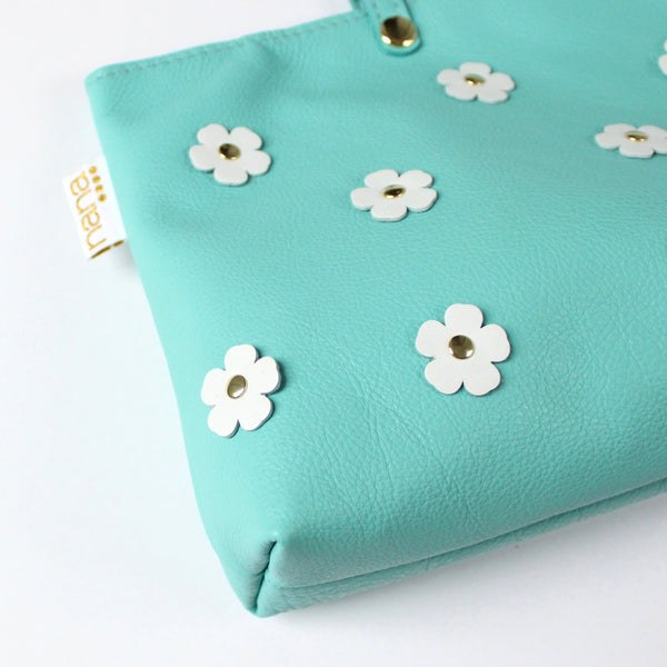 floral dumpling wristlet: tiffany blue
