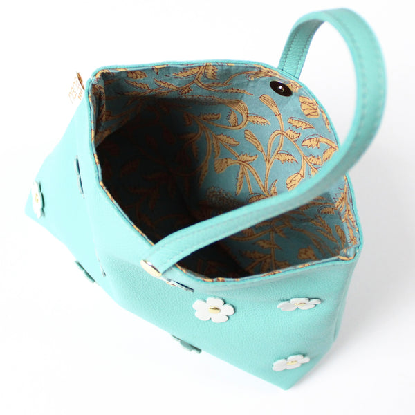 floral dumpling wristlet: tiffany blue