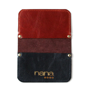 tricolor card holder: mauve, burnt orange + midnight