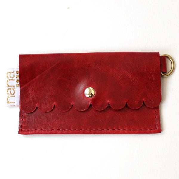 scalloped card holder: cherry