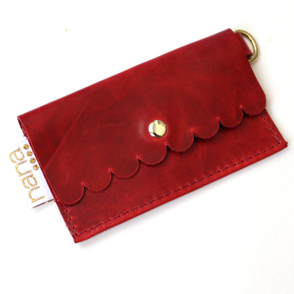 scalloped card holder: cherry