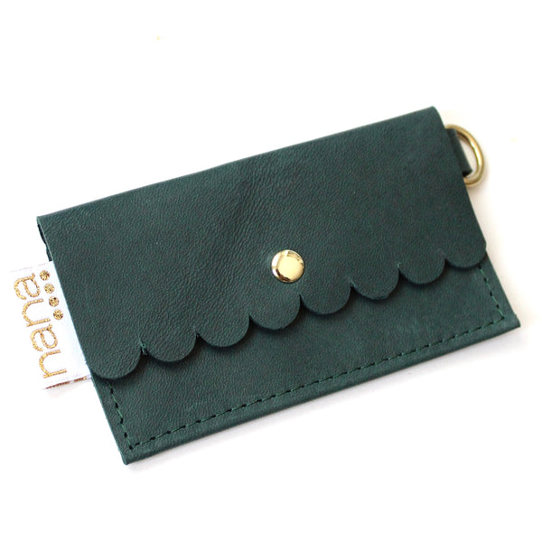 scalloped card holder: dark teal