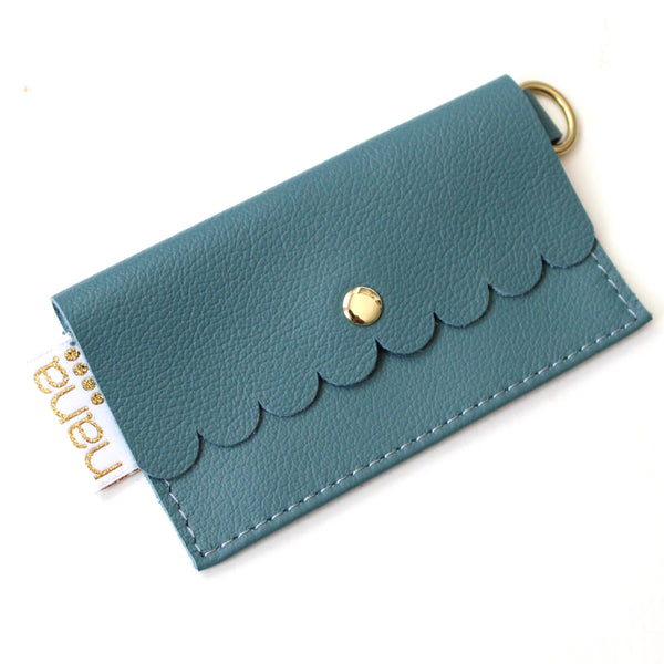scalloped card holder: aegean blue