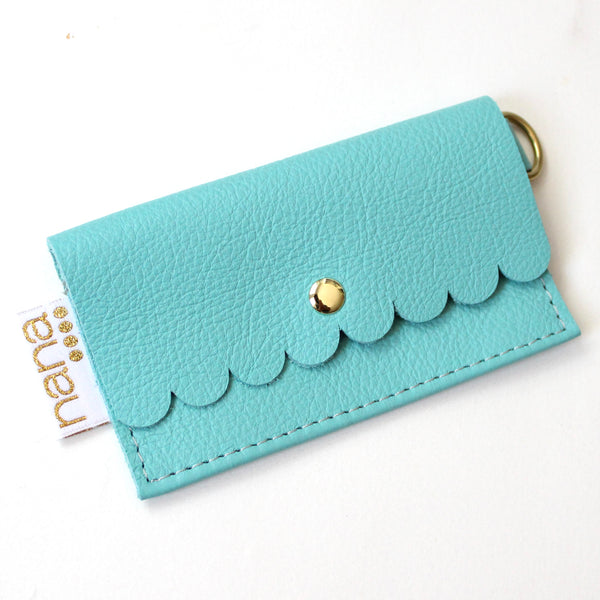 scalloped card holder: tiffany blue