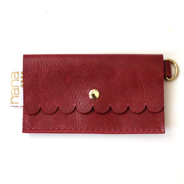 scalloped card holder: cranberry